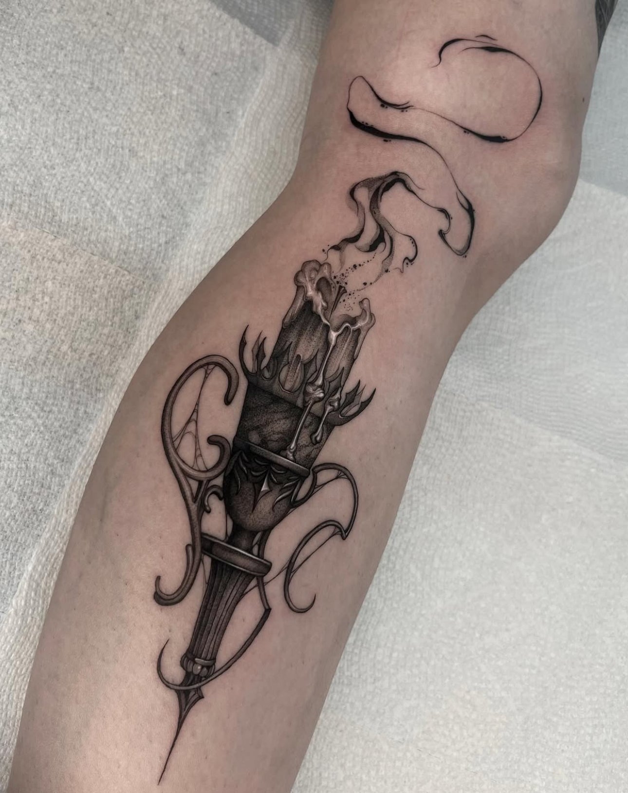 Blackwork Candle Tattoo Toronto