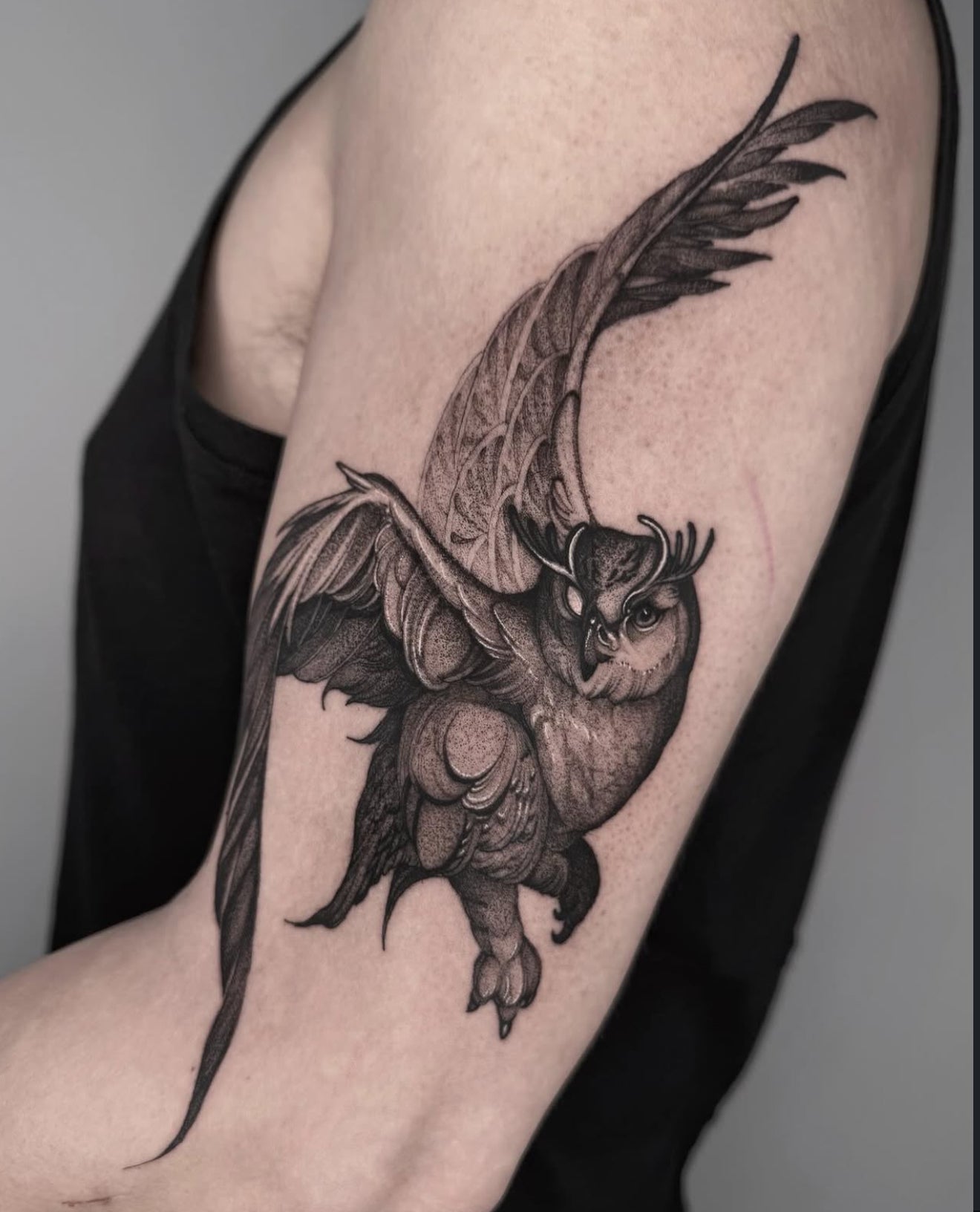 Blackwork Owl Tattoo Toronto